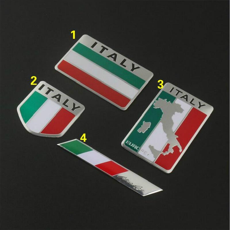 Aluminum Alloy Shield Styling Italian National Flag Emblem Decals Car Doors Decor Italy Flags Stickers