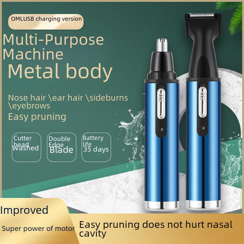 USB Rechargeable Full Metal Nose Hair and Sideburn Trimmer
