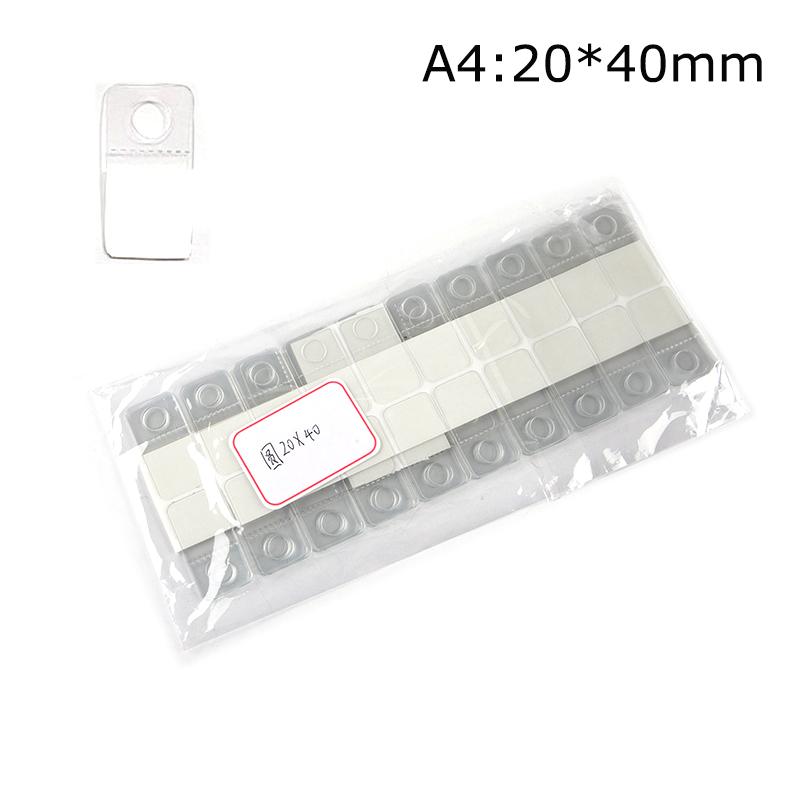 100 шт. ПВХ клейкие бирки с прорезями и отверстиями для подвешивания крючки для коробок с товарами сумки вешалки дисплей