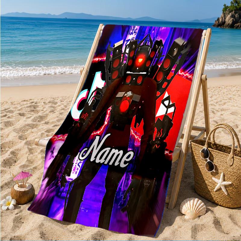 Custom Name Toilet Heart In Space Adventure Microfiber Beach Towel, Lightweight for Summer Travel, Swimming Pool Fan Gift