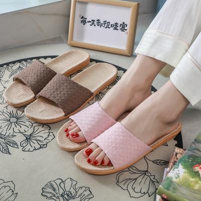 Новые льняные тапочки женские летние для дома пара комнатные мягкая подошва нескользящие износостойкие прохладные тапочки мужские летние