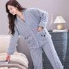 Autumn and Winter New Women's Long-Sleeve Robe Set with Embroidered Bear Pocket Design, Warm and Comfortable Loose-Fit Casual Home Wear