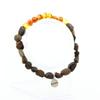 Genuine Baltic Sea Amber + Australian Boulder Opal Pearl Bracelet, Customizable Size