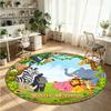 Wild Animals (315) Theme Round Crystal Velvet Rug Custom Name Text Personalized Floor Mat Home Decor Non Slip Crystal Carpet