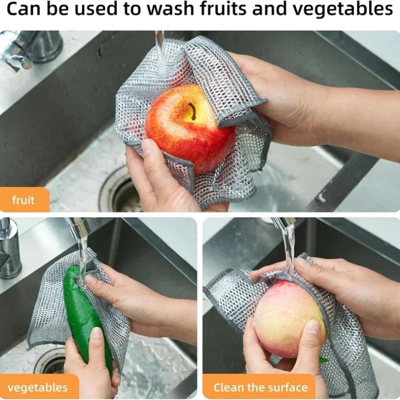 Тряпки Подходят Для Кухонной Губки Металлическая Стальная Очищающая Тряпка для Посуды Утолщенная Двусторонняя Тряпка для Мытья Посуды и Кастрюль Чистящие Губки