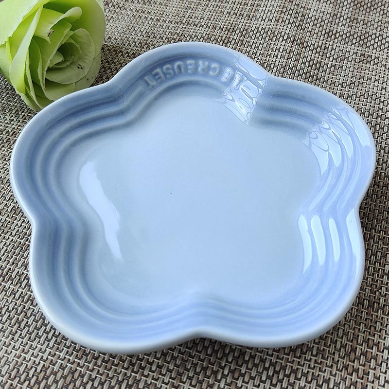 5.5inch Plum Blossom Small Plate Sauce Plates French Cool Color Cake Dish Gradual Spit Bone Dishs Tableware Ceramic Dessert