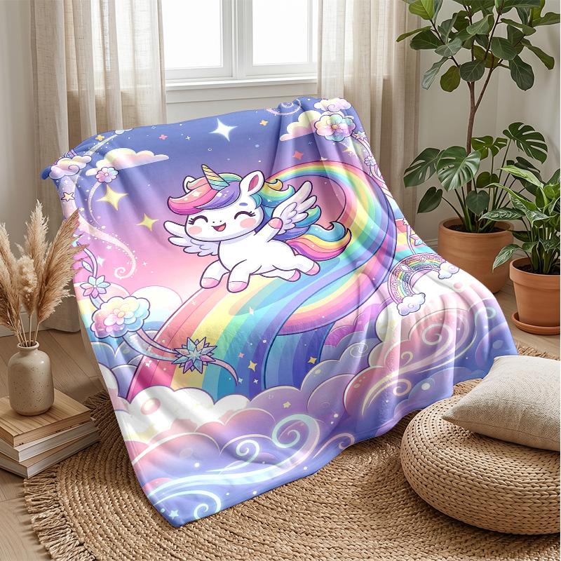 Unicorn Rainbow Fantasy Theme blanket Lightweight Warm Flannel Blanket Decorative Throw Blanket for Home Decoration