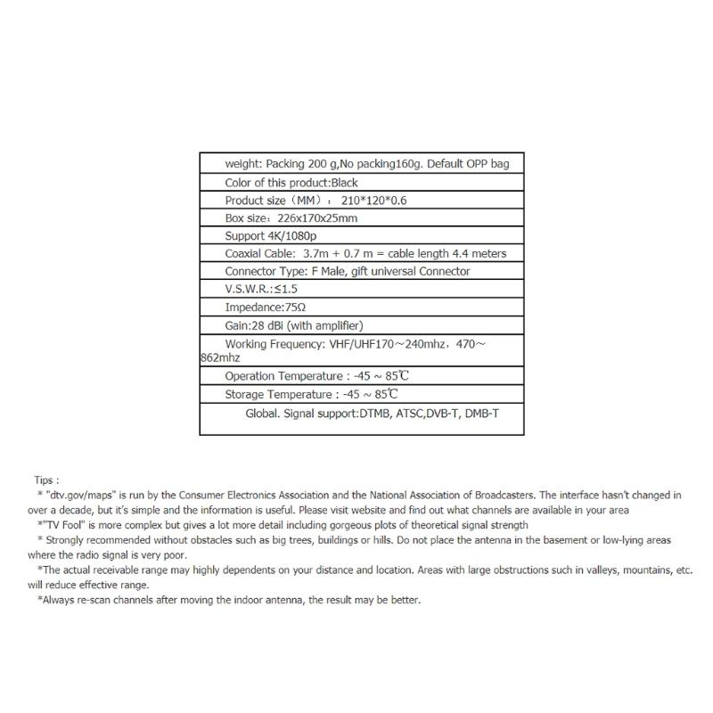 4K 1080P Высококачественная HD ТВ DTV Приставка Цифровая ТВ Антенна 120 Миль Усилитель Активная Комнатная Антенна Плоский Дизайн TNT Антенна Замена