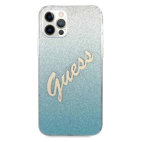 Guess Guhcp12Mpcuglsbl Iphone 12/12 Pro6,1 Niebieski/Blue Twarde Etui Brokat Gradient Skrypt