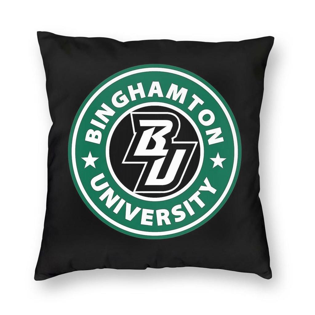 Binghamton University Square Pillowcase Polyester Linen Velvet Creative Zip Decor Room Cushion Cover