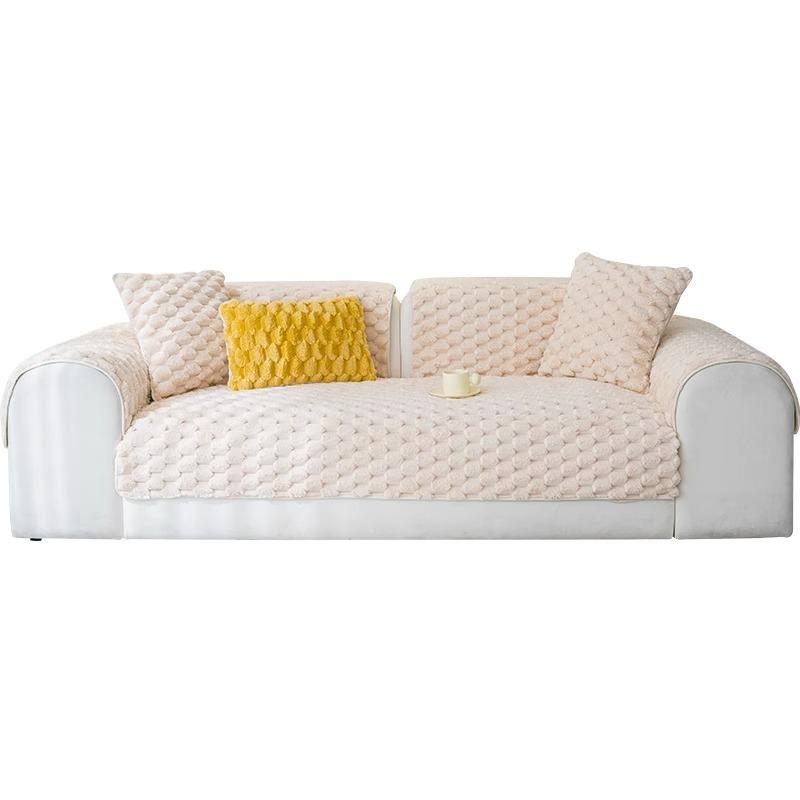 Легкая роскошная диванная подушка кремового цвета, зимний плюшевый утолщенный чехол, нескользящий тканевый чехол для дивана, полотенце