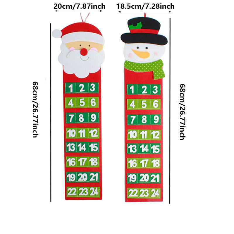 Санта-Клаус Снеговики Рождественский Адвент Календарь Дверь Стена Окно Декор Подвесной Рождественская Вечеринка Товары Рождественский Подарок