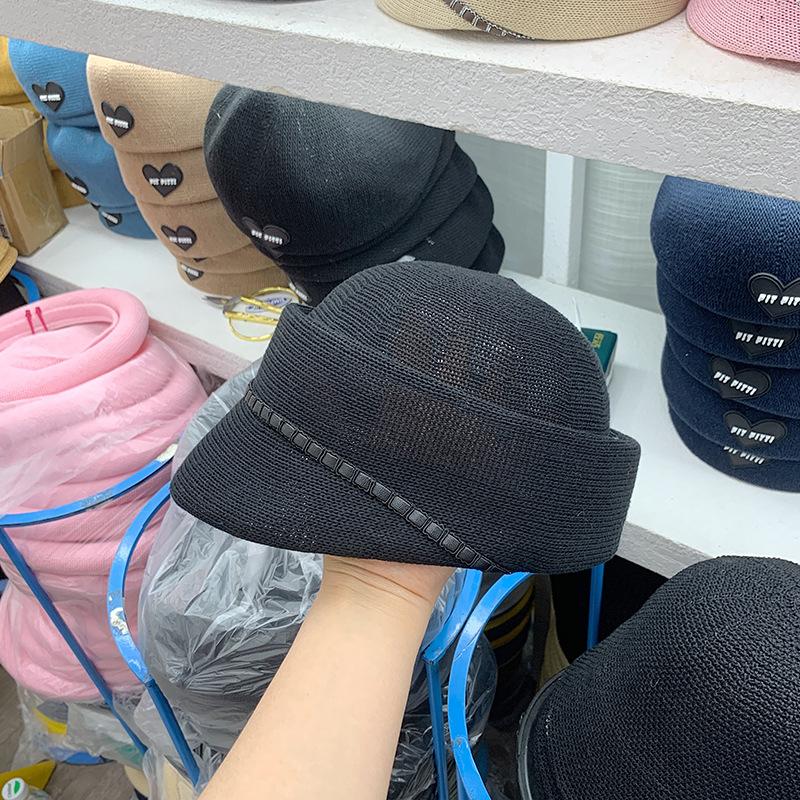 2023 Summer Japan Mesh Pu Webbing Decoration Plant Fiber Grass Leisure Lady Baseball Hat Women Visors Equestrian Cap