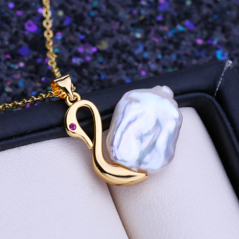 LSOOYH Натуральный пресноводный большой жемчуг в стиле барокко, ожерелья для женщин и девочек, классический золотой цвет, кулон в виде животного, подарок на день рождения, вечерние украшения