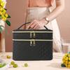 Travel Makeup Case Double Layer Makeup Bag with Handle And Multiple Compartments Cosmetic Organizer Case Portable Toiletry Bag for Women Business Trip