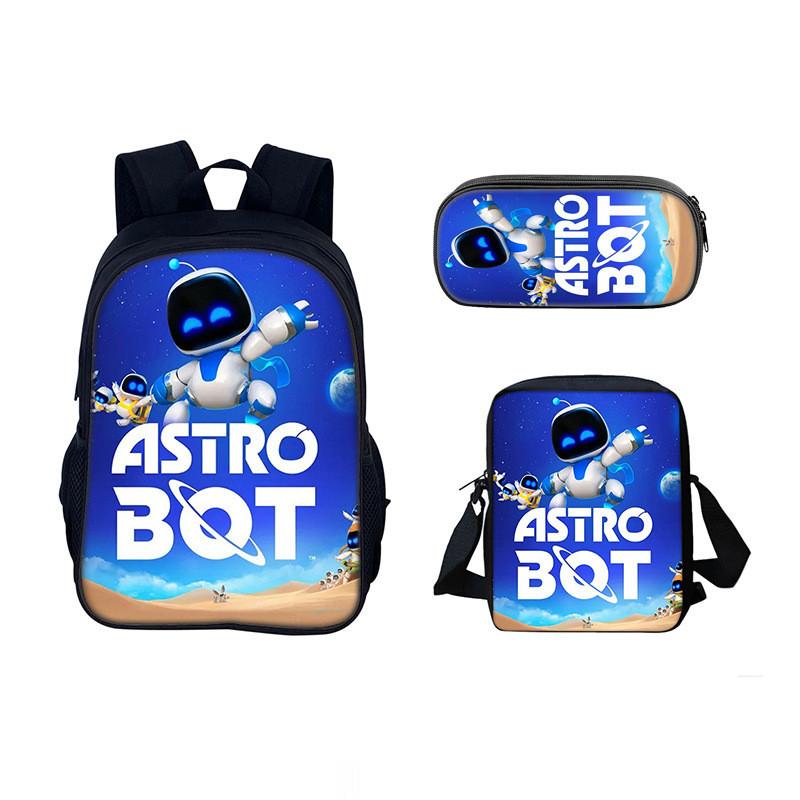 Astro Bot Space Robot Kids School Backpack Set With Cartoon Print For Elementary Students