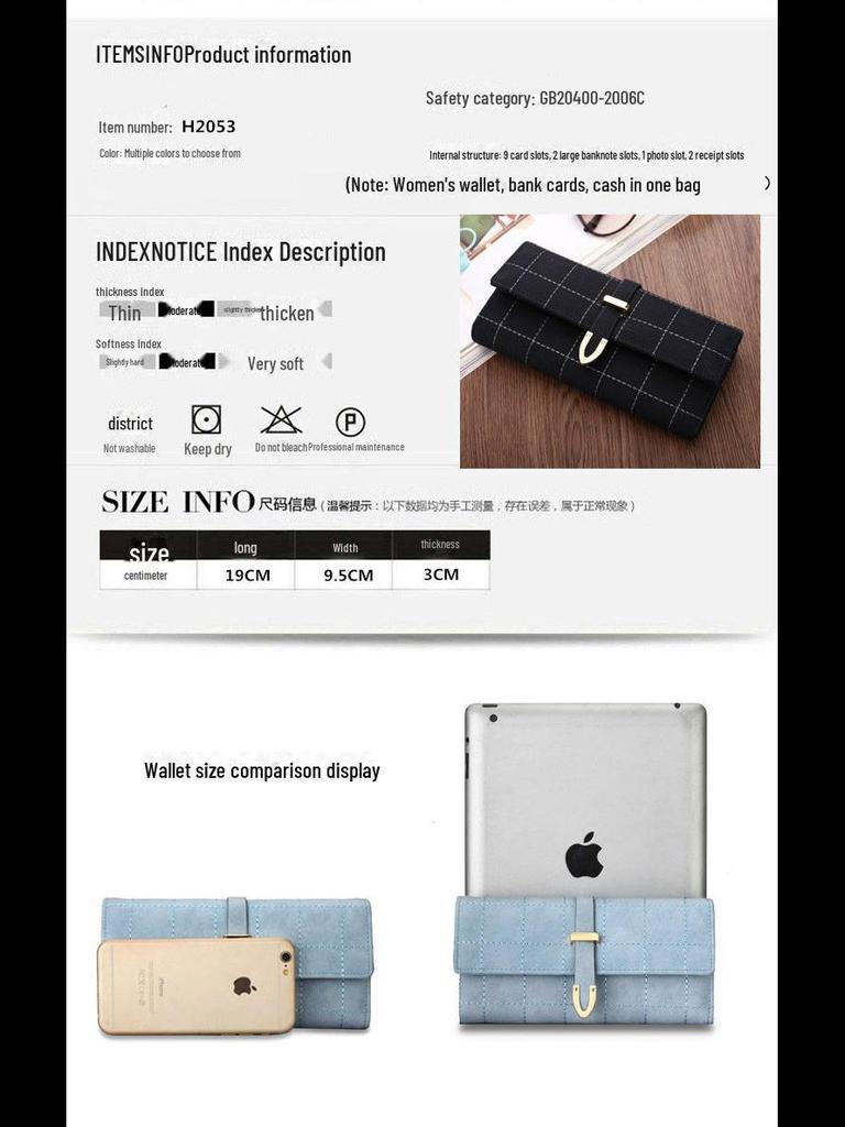 Light Luxury Frosted H-Buckle Long Women's Wallet with Drawstring Mobile Phone Bag