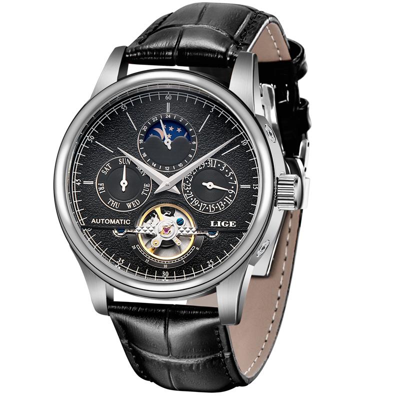 Men Watches Automatic Mechanical Watch Tourbillon Clock Genuine Leather Waterproof Watch Men Military Wristwatch Man
