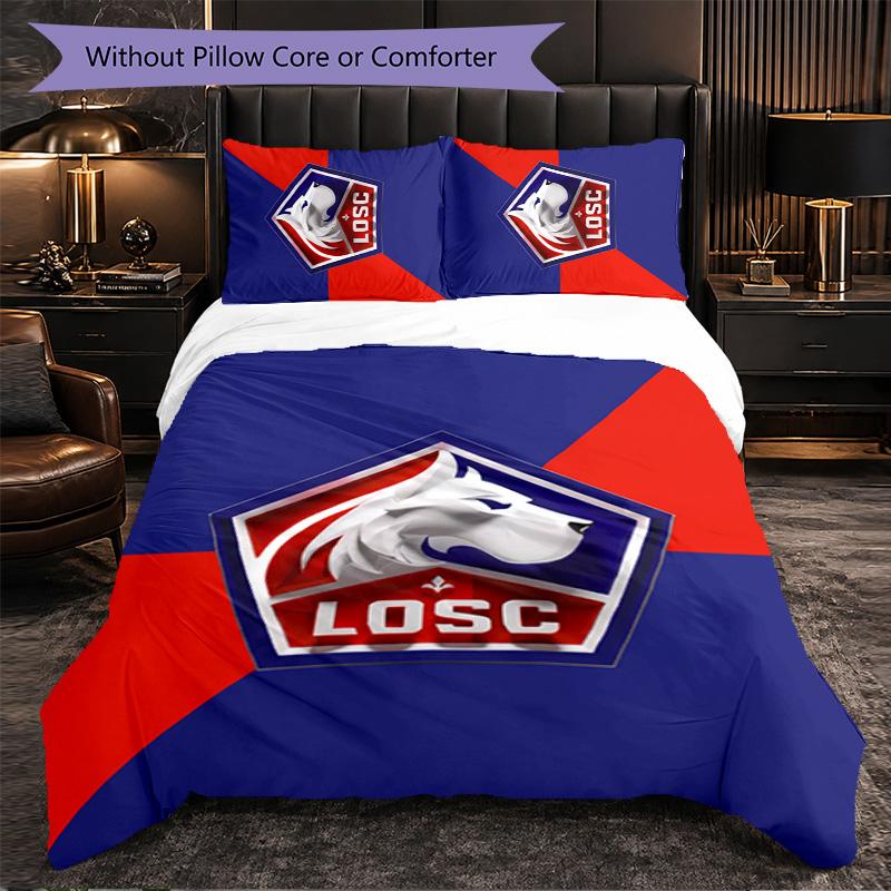 LOSC Lille FC Themed Bedding 3Pcs Duvet Cover Set Decorative Bed Linen For Teen Room Home Decoration
