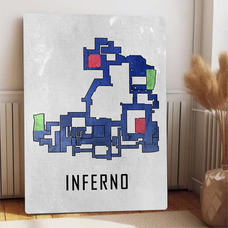 CSGO Inferno Карта Металлическое Настенное Искусство Декор Игровой Комнаты для Геймеров Любителя Игр Подарок Прочный Железный Настенный Подвес Домашние Украшения