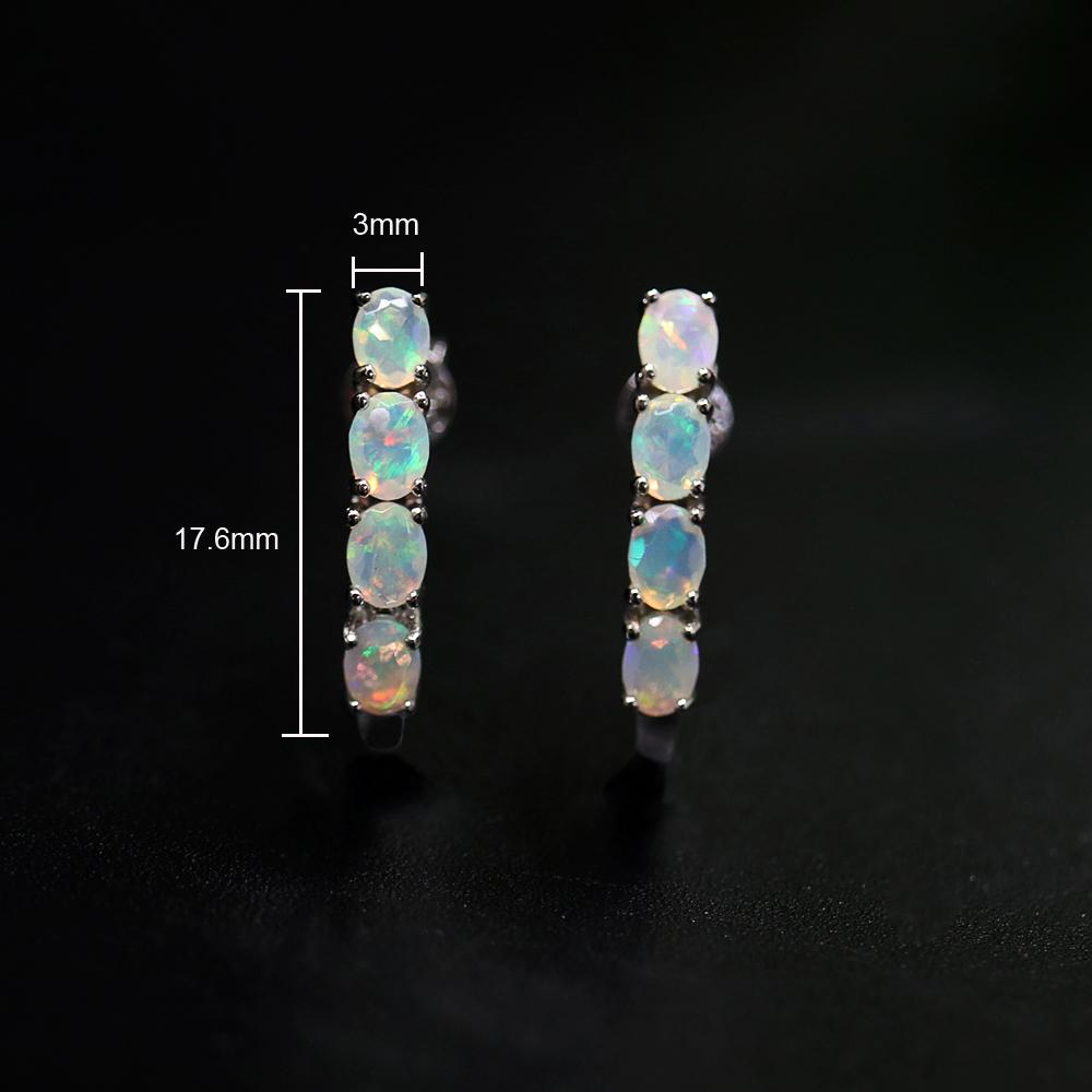 Серьги-гвоздики из стерлингового серебра 925 пробы, натуральный опал, драгоценный камень, 8 шт., опал огранки, 3*4 мм, изысканные украшения для женщин, подарок жене