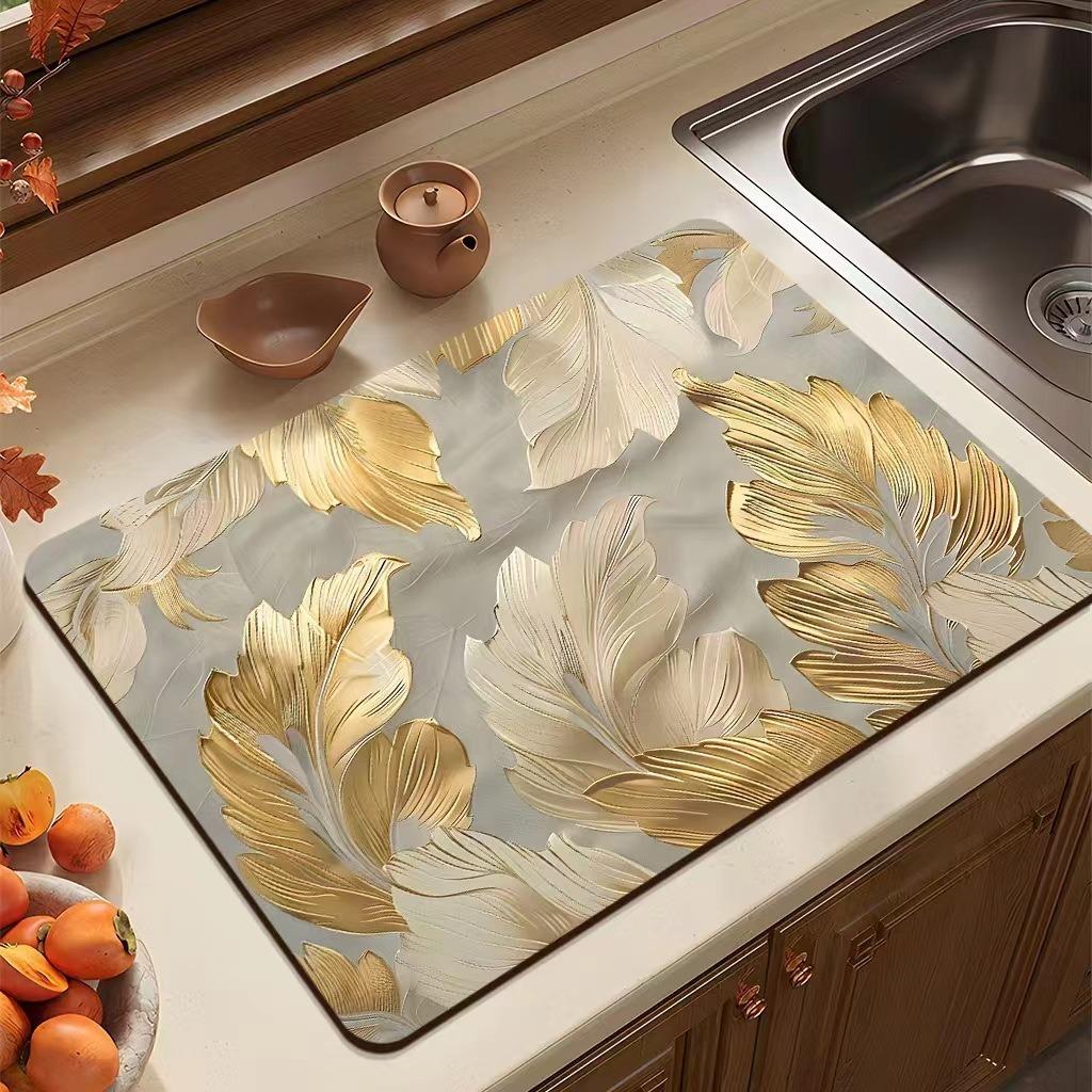 Дренажный коврик с цветочным принтом, прямоугольный, сушильный коврик для кофемашины, абсорбирующие дренажные коврики для посуды, коврики для раковины, салфетка