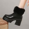Fur Snow Boots Women's Sexy High Heels Shoes for Woman Fashion Ankle Boots  Winter New Brand Warm Plush Cotton Mujer Botas