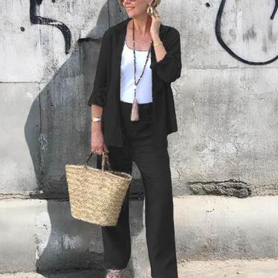 2 шт./компл. Женская повседневная одежда с лацканами, длинным рукавом, застежкой на пуговицы, рубашка с высокой посадкой