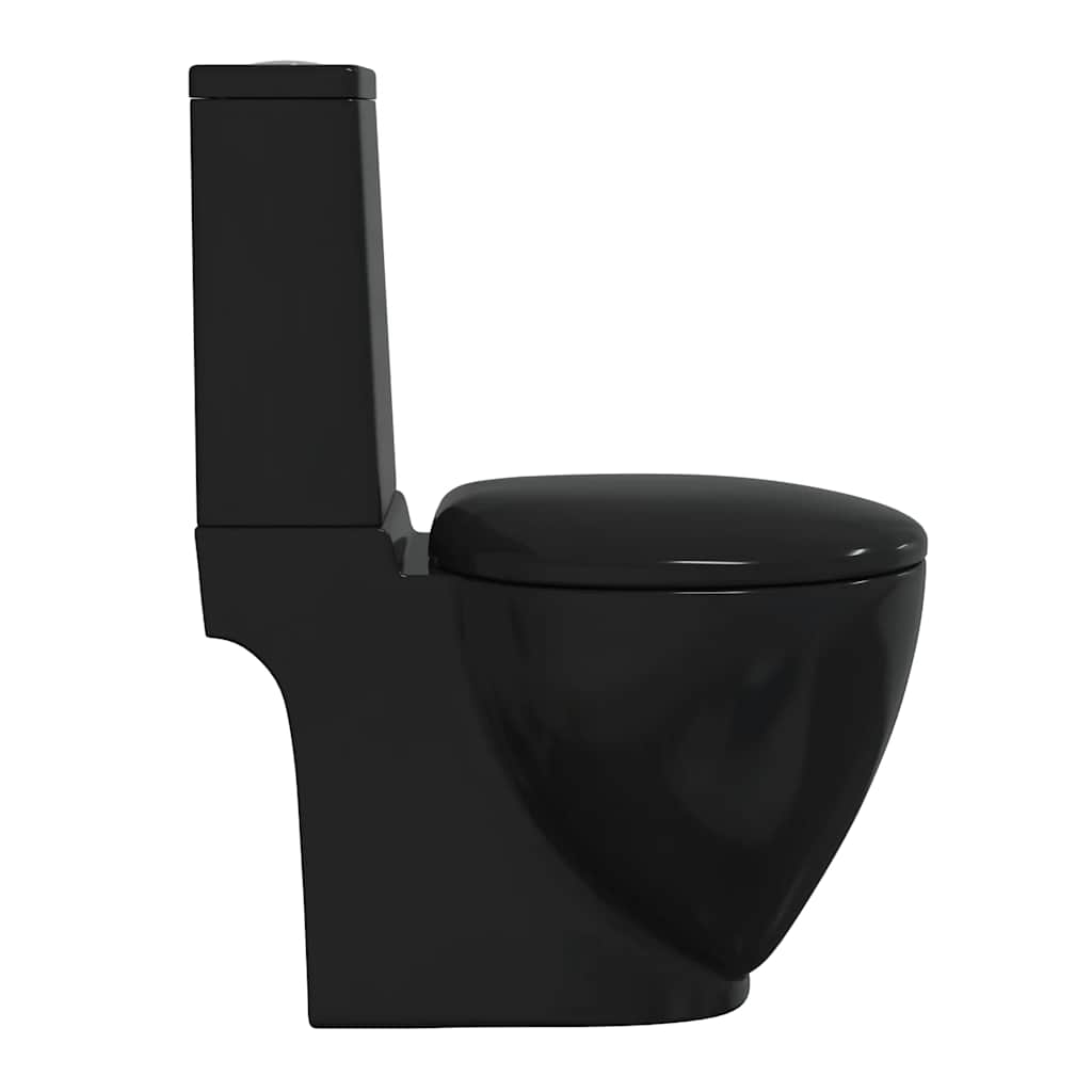 Ceramic Toilet with Horizontal Outlet Black