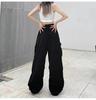 Women Casual Joggers Pants Solid Low Waist Pants Drawstring Wide Leg Baggy Trousers Y2k Streetwear Oversize Sweatpants