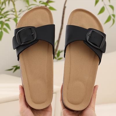 Модные детские женские шлепанцы Модные шлепанцы из ПВХ материала Комнатные тапочки с металлической пряжкой Удобные пляжные шлепанцы Дышащие женские сандалии