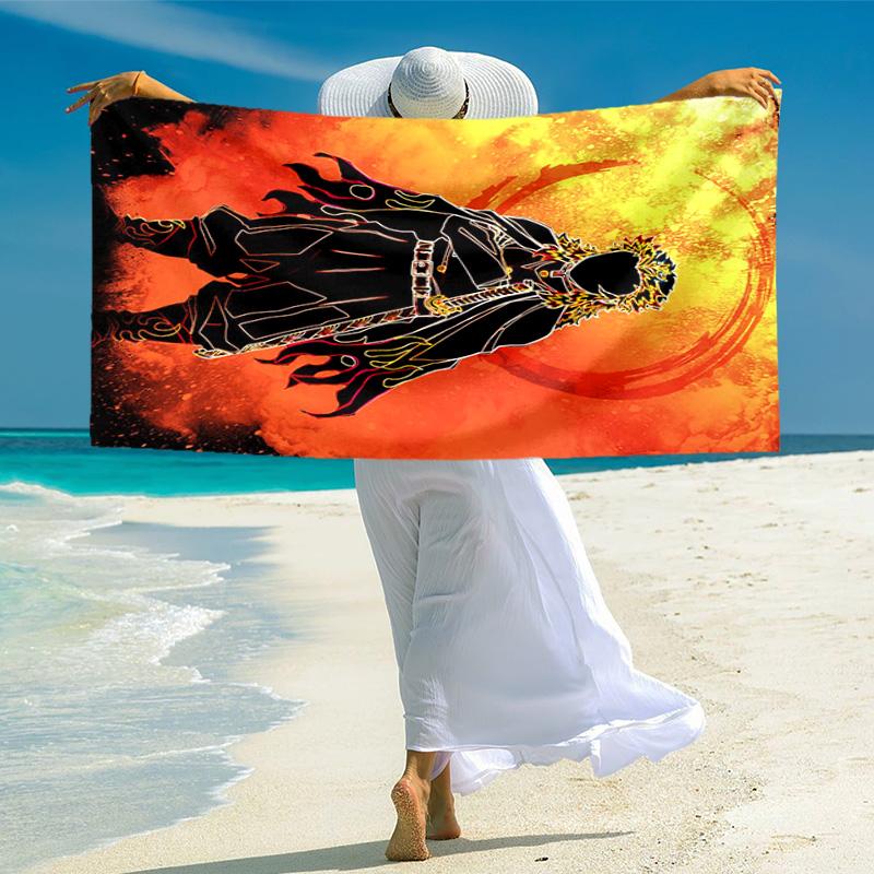 Japanese artist Koyoharu Gotouge's Demon Slayer beach towel, outdoor camping vacation swimming beach towel, outdoor absorbent bath towel blanket K11