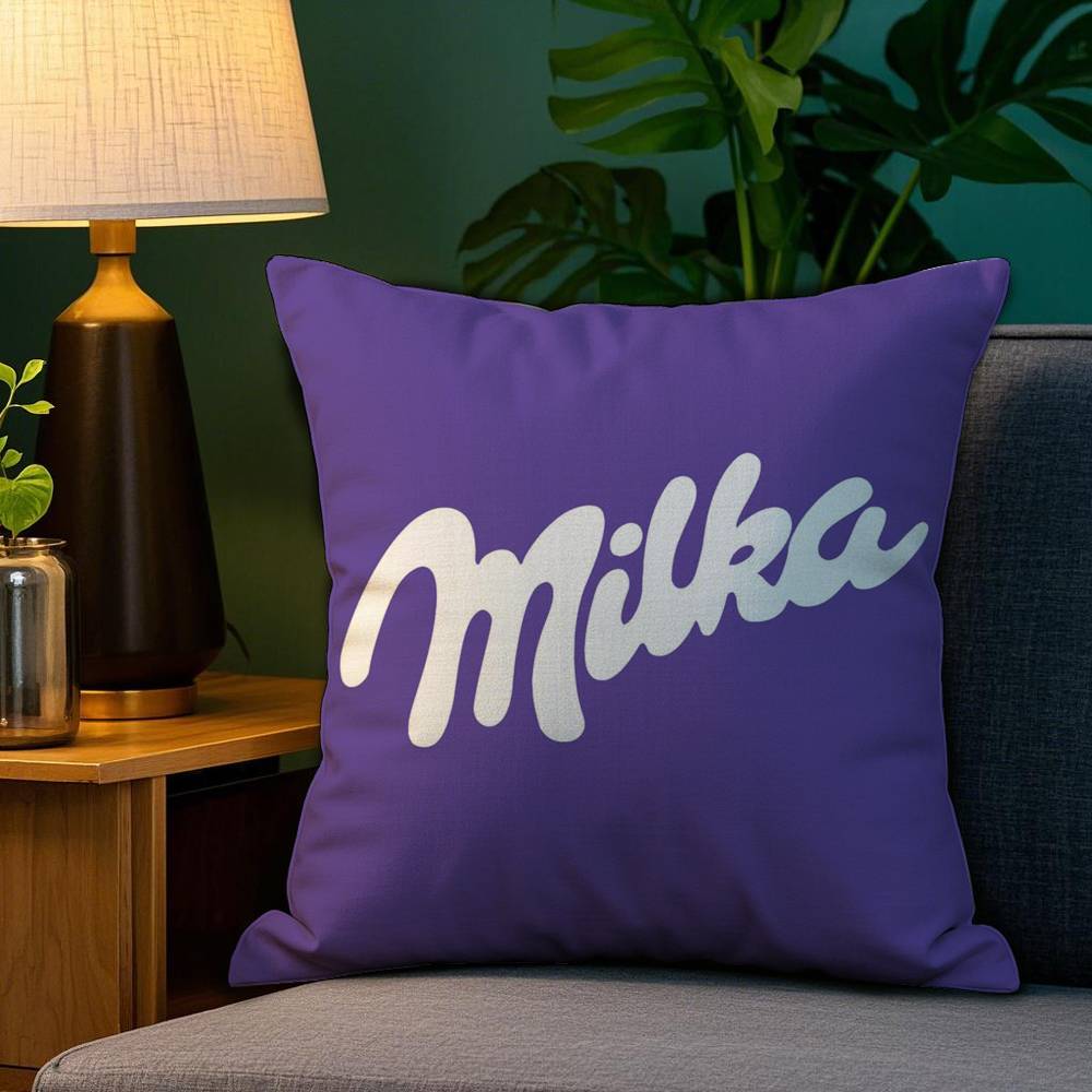 Смешная фиолетовая наволочка Milka, плюшевая ткань, мягкая, с двусторонним принтом, чехол на диванную подушку, наволочки для декоративных подушек