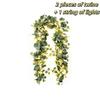 Green Artificial Garland With Lights Green Flower Garland Fake Plant Vine  All Season Decoration