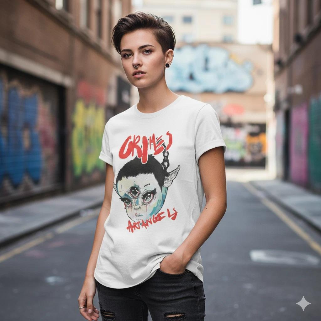 Мужская повседневная футболка с графическим принтом Grimes Art Angels Экспериментальная...