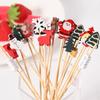 50Pcs Christmas Items Disposable Art Fruit Stick Dessert Stick Pumpkin Santa Decorative Skewer