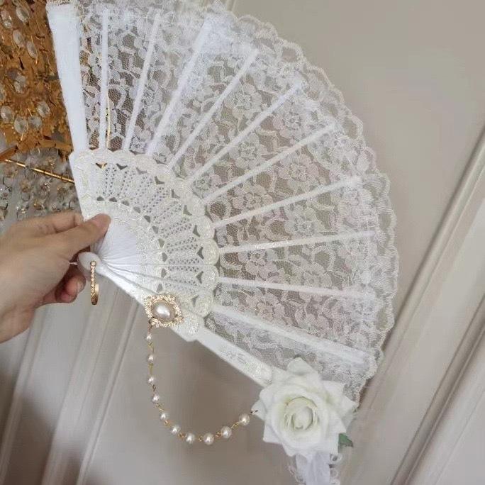 Лолита перо роза складной веер Лолита европейский ретро рельеф бронзовый цветок свадьба чай вечеринка футболка темный готический стиль