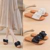 Soft Bottom Large Size Summer Wear 2025 New Bow Flat Bottom One Word Women's Fashion Beach First Layer Cowhide Cool Slippers