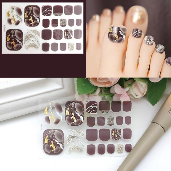 1 Set Self-adhersive Paper Wearable Longwear Adhesive Toenail Decor Wraps Toenail Polish Stickers