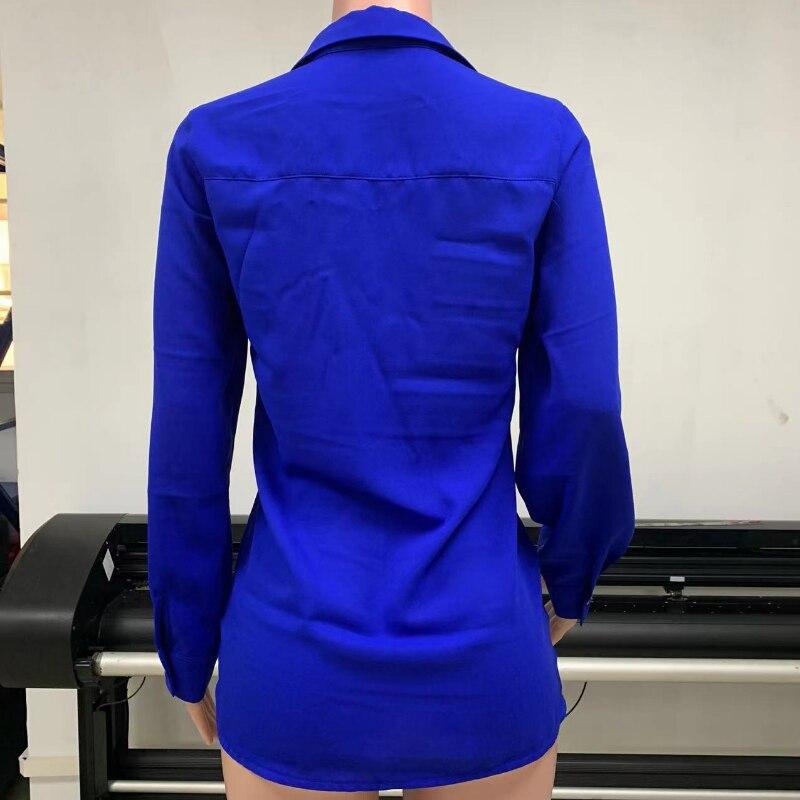 Весенние свободные женские блузки с длинными рукавами, модные повседневные топы, рубашки с отложным воротником, женские нерегулярные офисные пуловеры, блузка 25712