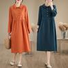 2025 новое льняное платье 6 цветов 4 размера женский пуловер с длинными рукавами среднее и длинное однотонное платье из хлопка и льна
