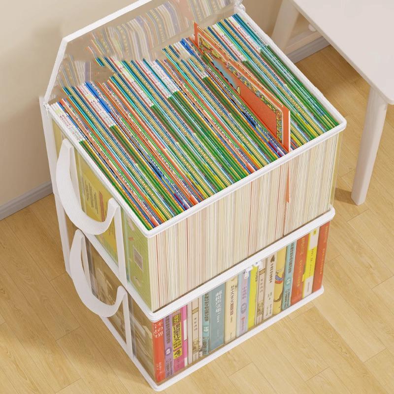 N$ Large Square Storage Box Black/White Frame-Heavy-Duty PVC Transparent Organizer Bin,Multi-Purpose Container