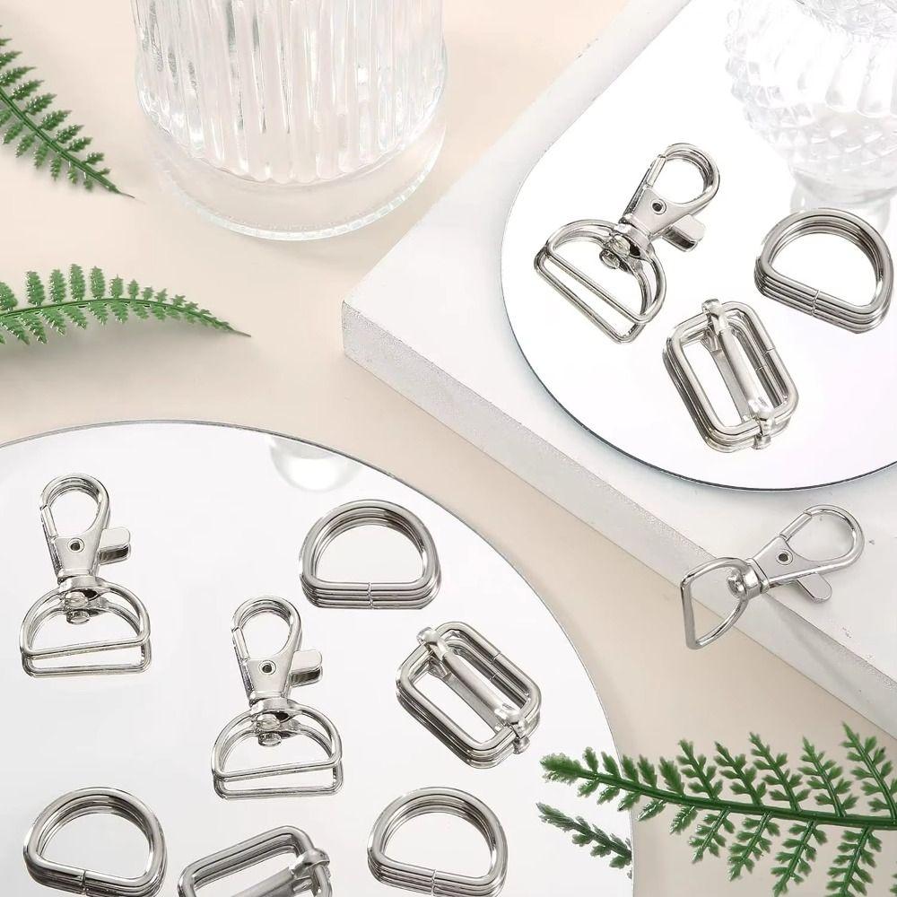 56Pcs Metal Buckles Lobster Claw Clasp Swivel Clasp Keychain Clip Hook  Strap Making
