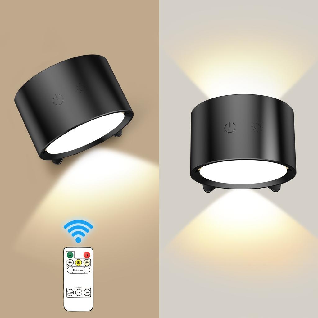 LED Sconces Wall Mounted Lamps Remote Control Rechargeable Bedroom Bedside Reading Light