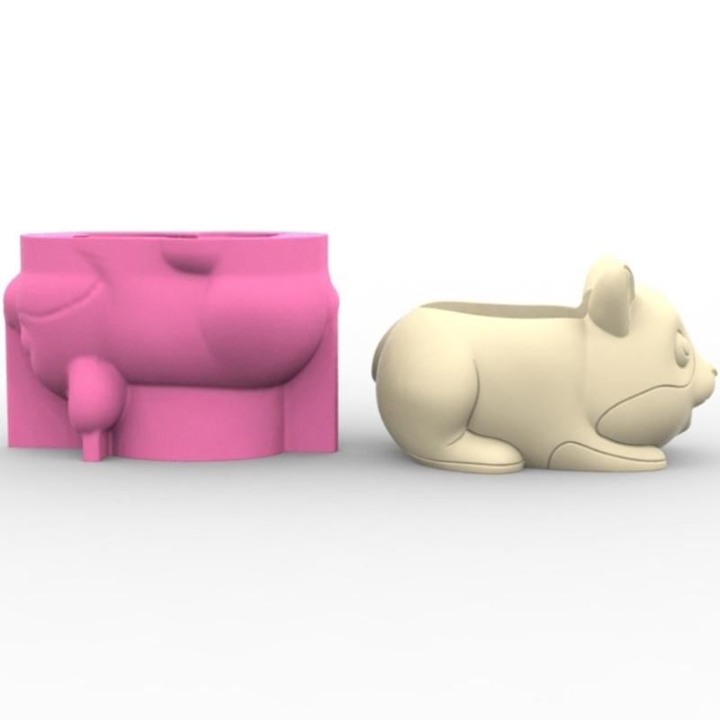 Форма для садовых горшков, форма для горшков для суккулентов, форма в виде животного, силиконовая форма для литья бетона для эпоксидной смолы и подставка для ручек