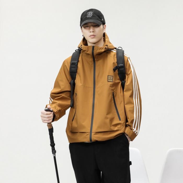 Куртка для активного отдыха Мужская куртка для инструментов Свободная куртка большого размера Тяжелая модная спортивная куртка с капюшоном Износостойкая