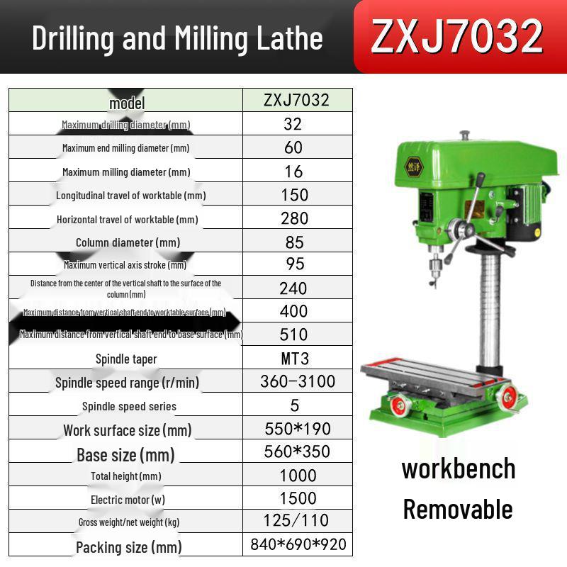 High-Power Industrial Benchtop Drill Press - Precision Drill Mill & Tap Machine for Household Use