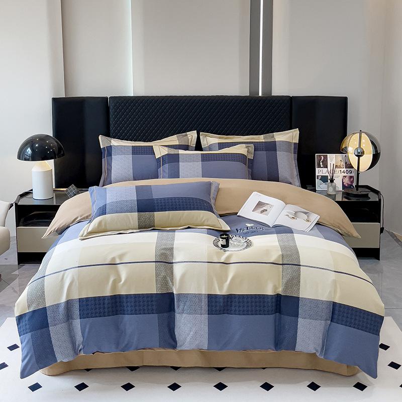 Утолщенный хлопок с начесом, четырехсекционный пододеяльник с цветочным принтом, хлопковое постельное белье с пасторальным принтом, пододеяльник