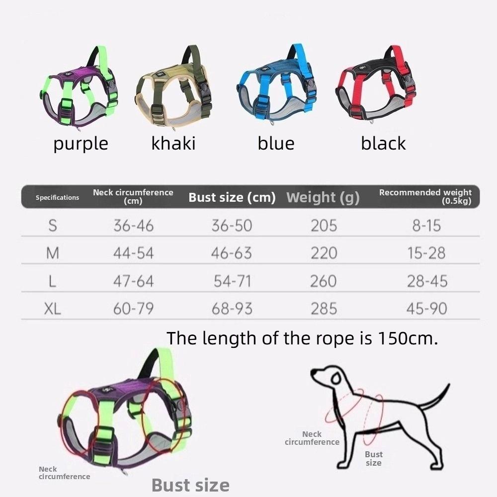 Multi-Point Adjustment Anti-Pull Dog Harness Reflective Dog Leash Dog Chest Strap Daily Walks