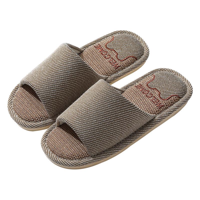 Туфли из льна и хлопка: Большие бесшумные домашние тапочки для женщин и мужчин на весну/осень